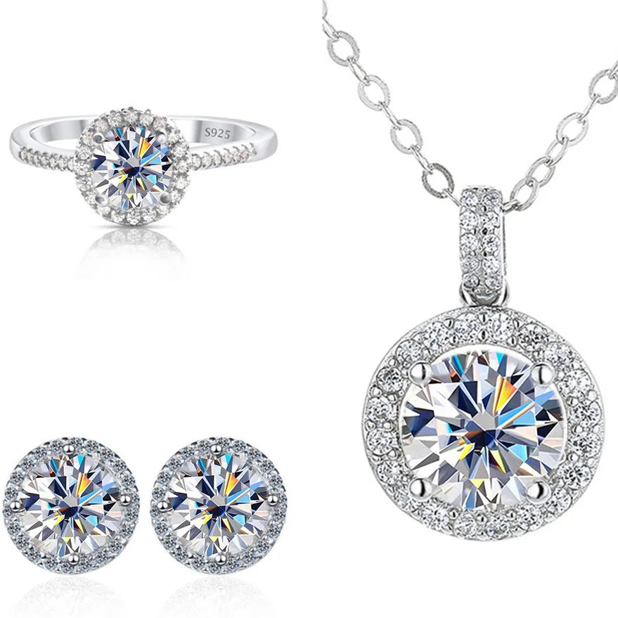 SPECIAL OFFER -REDheart Color Moissanite Party Jewelry Set for Women Necklace Ring Earrings S925 Sterling Silver with GRA Certificate