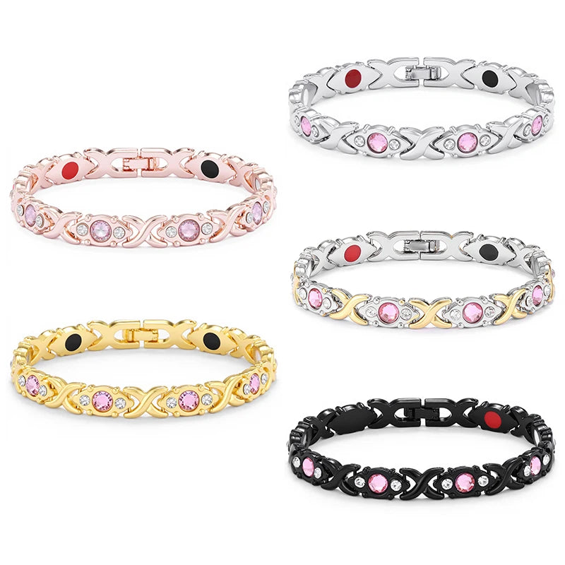 Trendy Energy Magnets Jewelry Slimming Bangle Women Bracelets Magnetic Crystal Gold Plated Couple Adjustable Bracelet