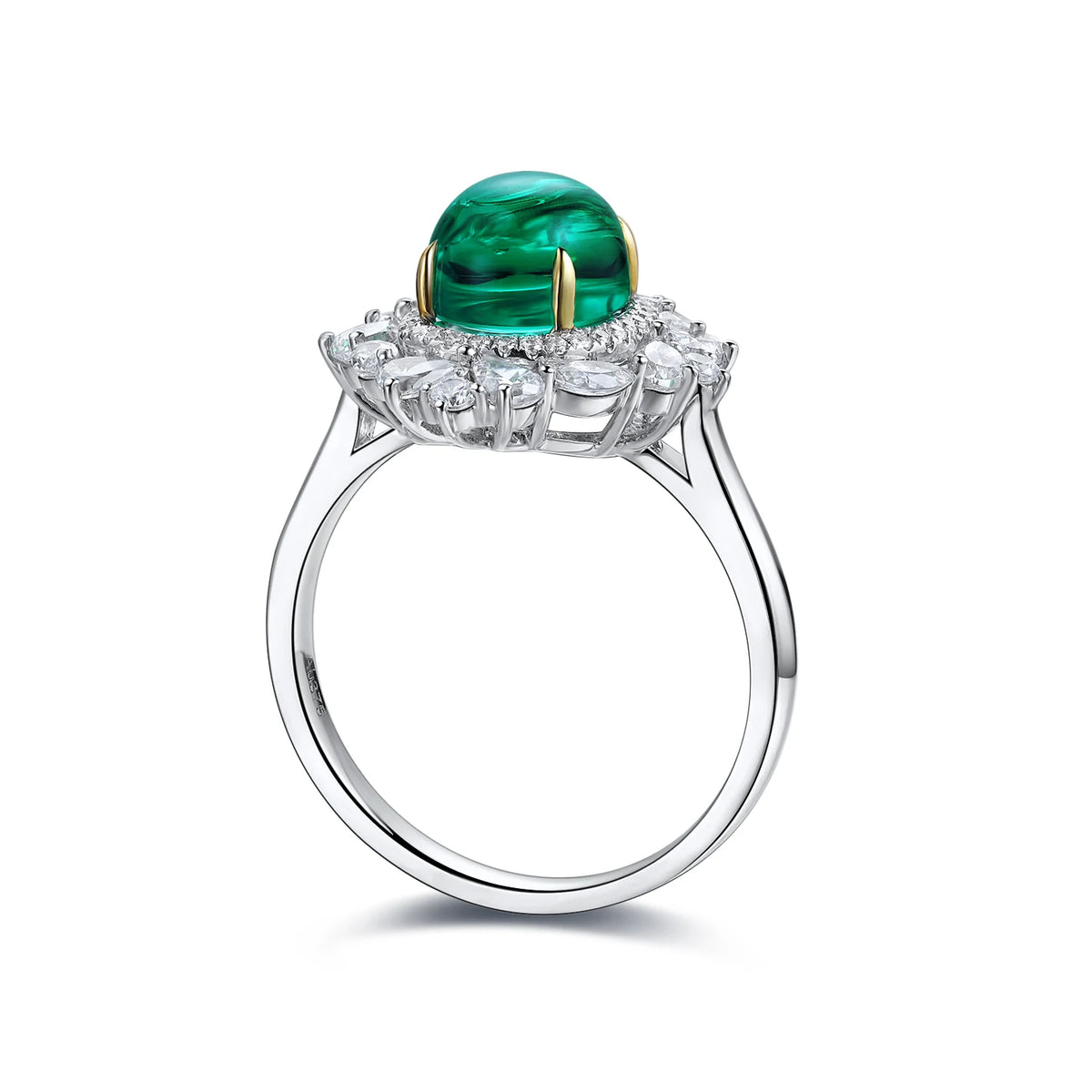 Gemfiori Custom Jewelry Ring 18k Gold Ring with Lab Grown Emerald and CVD Diamond from Shenzhen Gemfiori Wuzhou Gems
