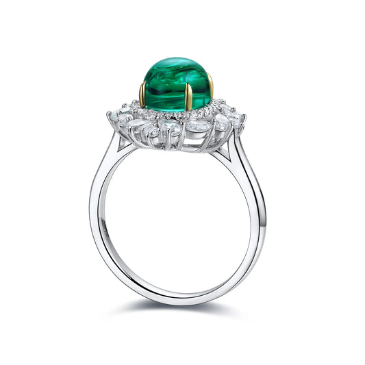 Gemfiori Custom Jewelry Ring 18k Gold Ring with Lab Grown Emerald and CVD Diamond from Shenzhen Gemfiori Wuzhou Gems