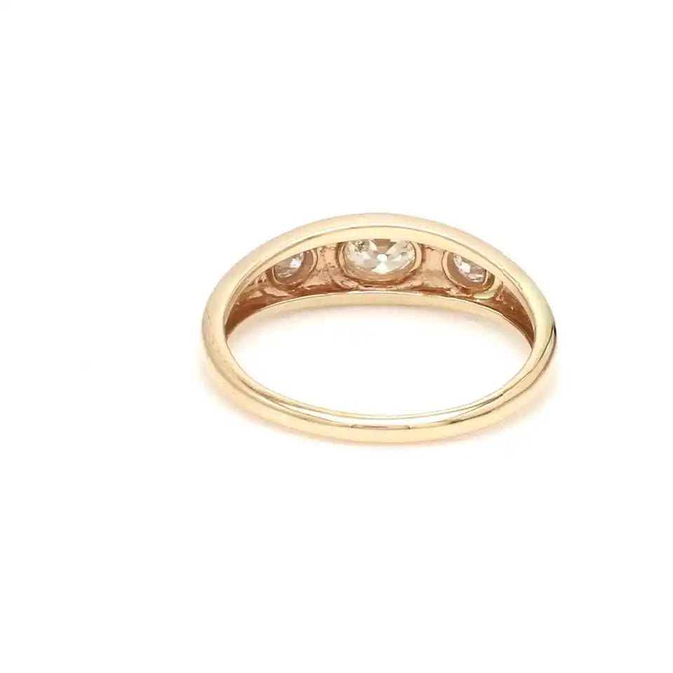 Luxury 14k Pure Gold Oval Cut Three Diamonds Rhodium Plated Karat Certified Hand Crafted Signet Promise Rings Women Wholesale