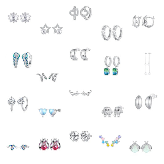S&S 925 Silver CZ Stud & Clip-on Earrings | Micro-Set Zirconia | Platinum-Plated | Multi-Style