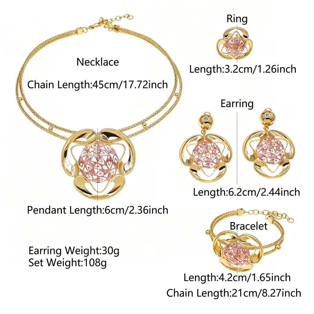 Italian Jewelry Set Alloy Brazilian Jewelry Sets Wedding Party Pendant Necklace Bracelet Ring Earrings Jewelry Set  X00081