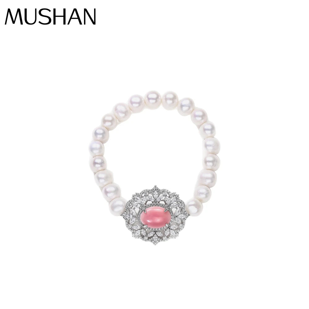 MUSHAN Jewelry Factory S925 Pearl Bracelet Light Luxury Electroplated Gold High Carbon Diamond Queen Pearl 8mm Jewelry