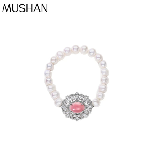 MUSHAN Jewelry Factory S925 Pearl Bracelet Light Luxury Electroplated Gold High Carbon Diamond Queen Pearl 8mm Jewelry