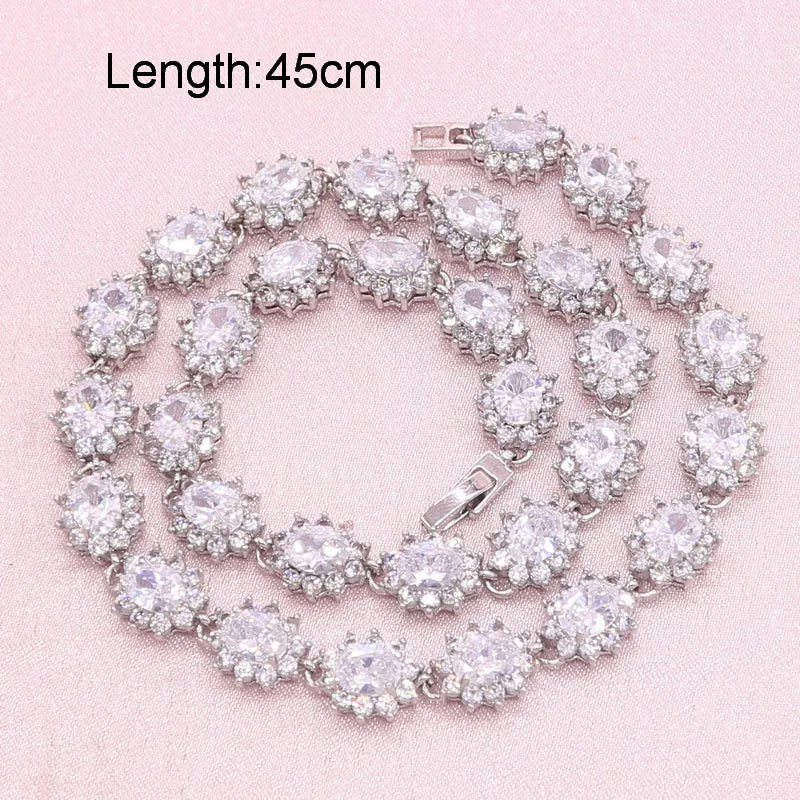 XOTICA Luxury White Zirconia Silver Wedding Set for Women Includes Necklace Earrings Ring Made Alloy-for Gifts Parties Engagements