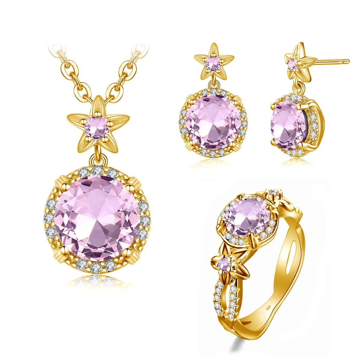 ArtistA French Noble Classic Jewelry Set Luxury Party Round Citrine 925 Ring Sterling Silver Women Jewellery Sets
