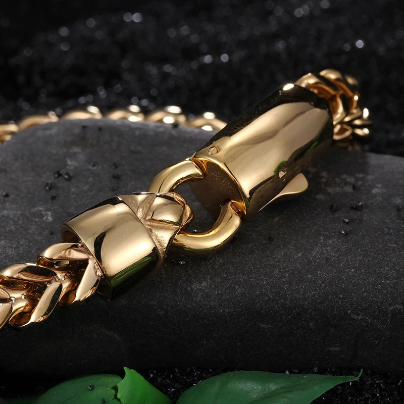 KALEN Fashion Jewelry Stainless Steel 18K Gold Links Chain Bracelet for Men