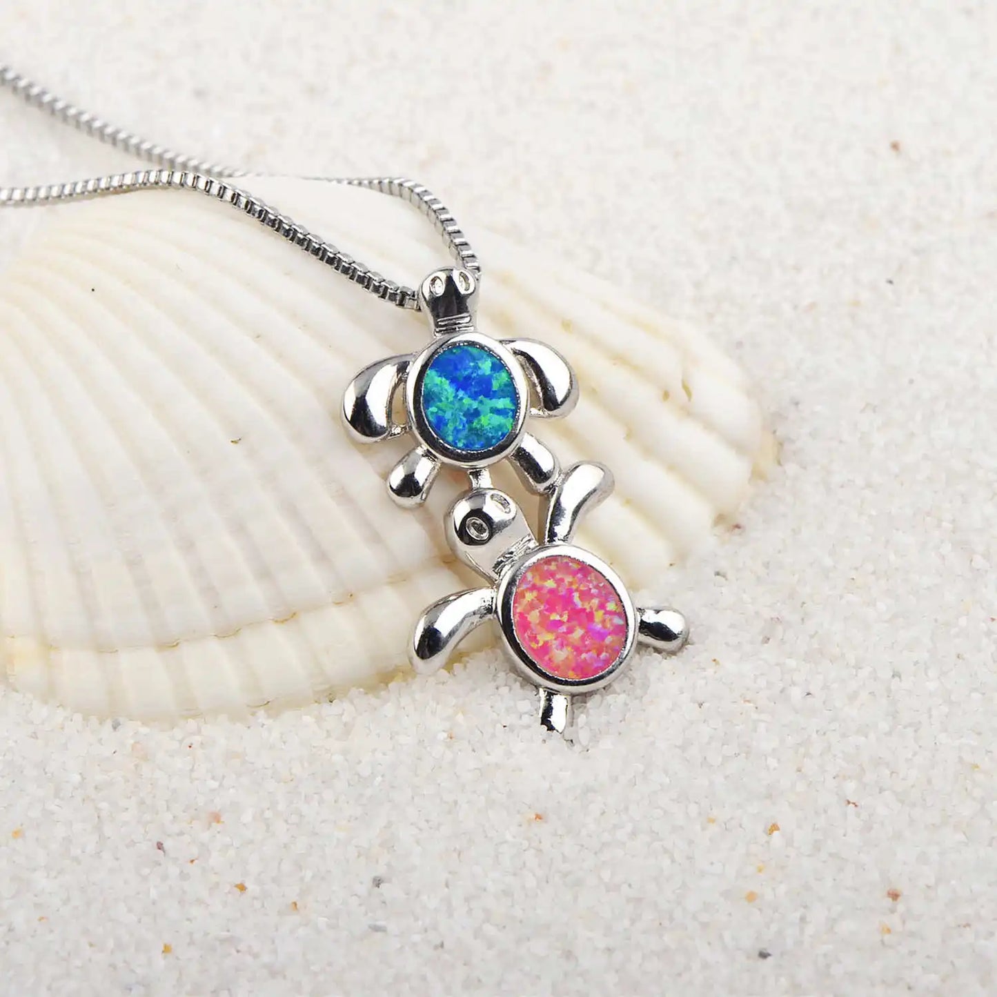 Aobao Couple Turtle Necklace, Turtle Pendant, Sweater Chain, Opal Necklace