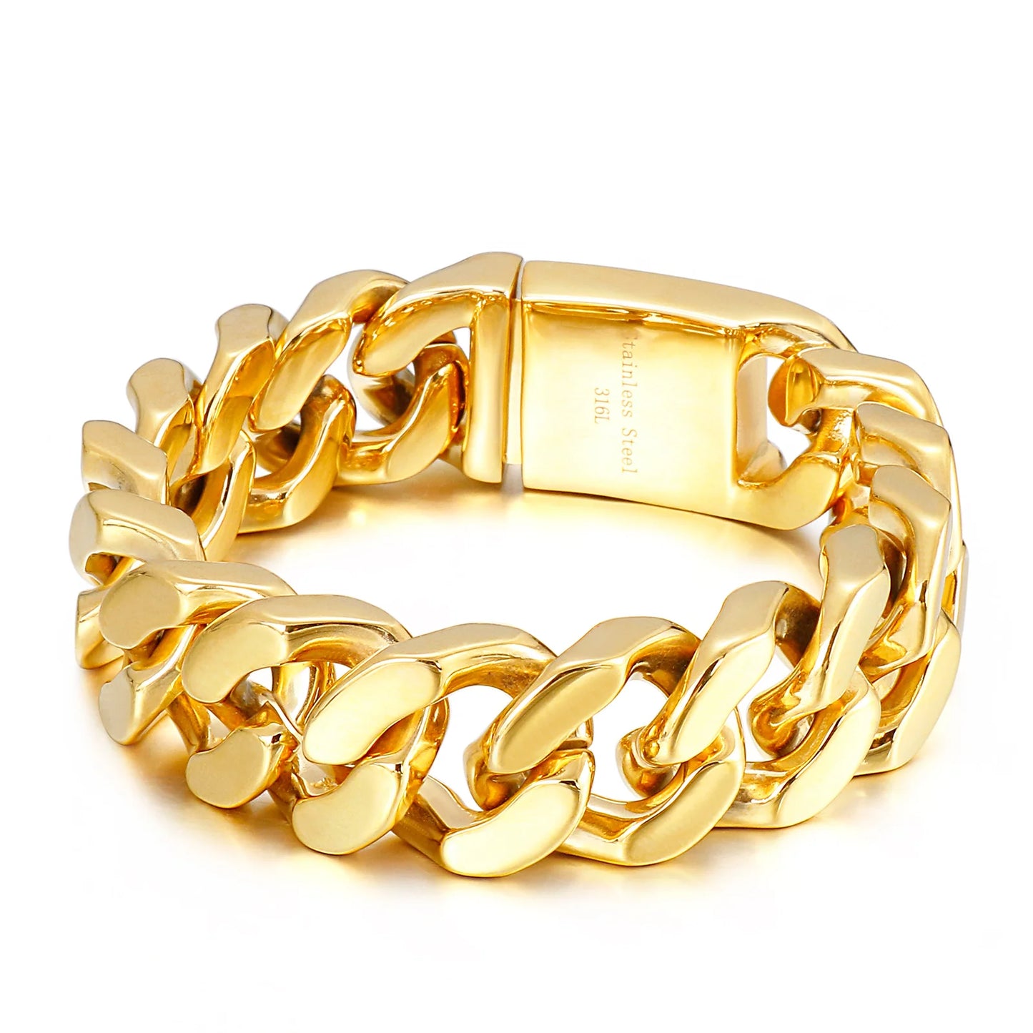 KALEN Domineering Stainless Steel Gold-plating Cuban Male Bracelet