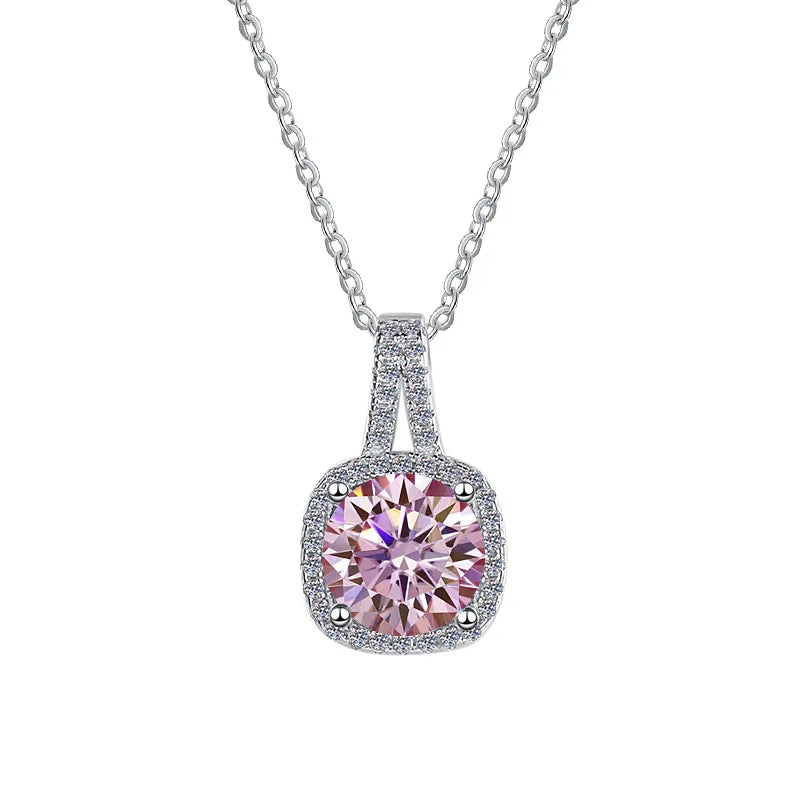 925 Sterling Silver 18K Gold Plated Luxury Pendant with Prong Set Loose Moissanite 1-2 CT Brilliant Cut Women's Wedding Gift