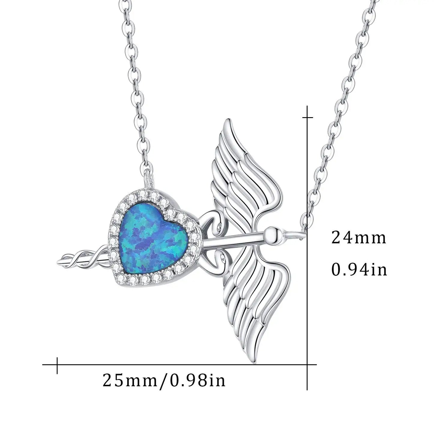 Wings Silver Plated Copper Alloy Opal Lariat Necklace for Women Aobao