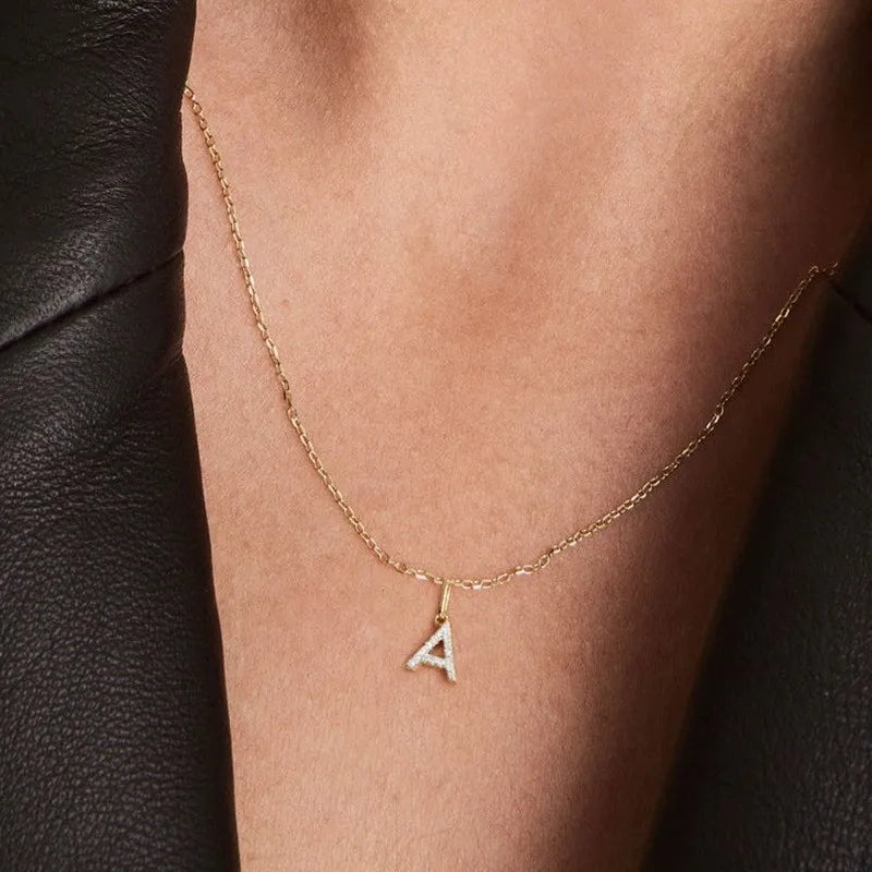 REDheart Fashion Jewelry 925 Sterling Silver Full Zircon Sparkling 26 Letters Pendant Necklaces Women Luxury Silver Necklace