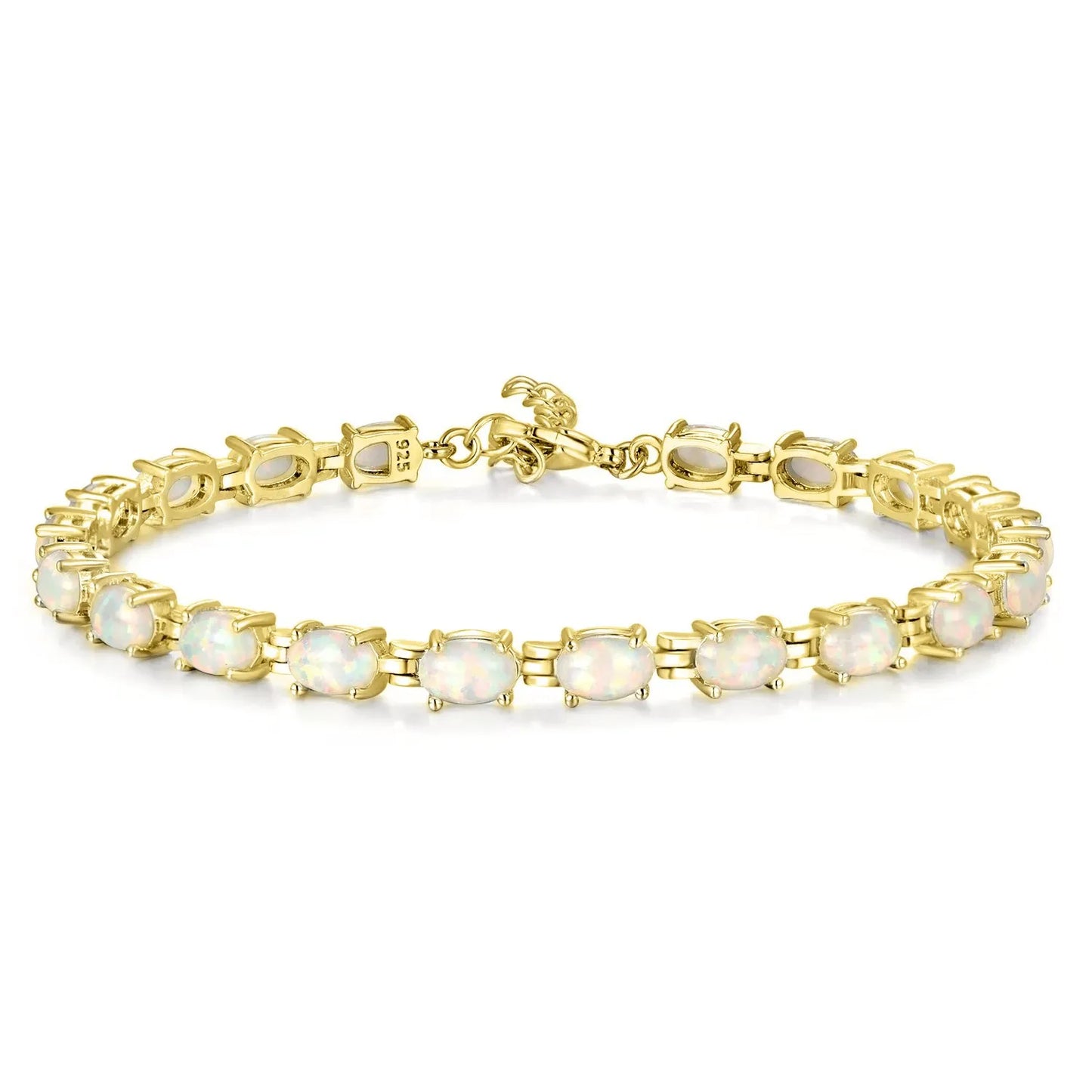 Hawaiian Inspired Geometric Gold-Plated Brass Beaded Opal Christian Trendy Colored Gem Women's Statement Bracelet Bulk Supply