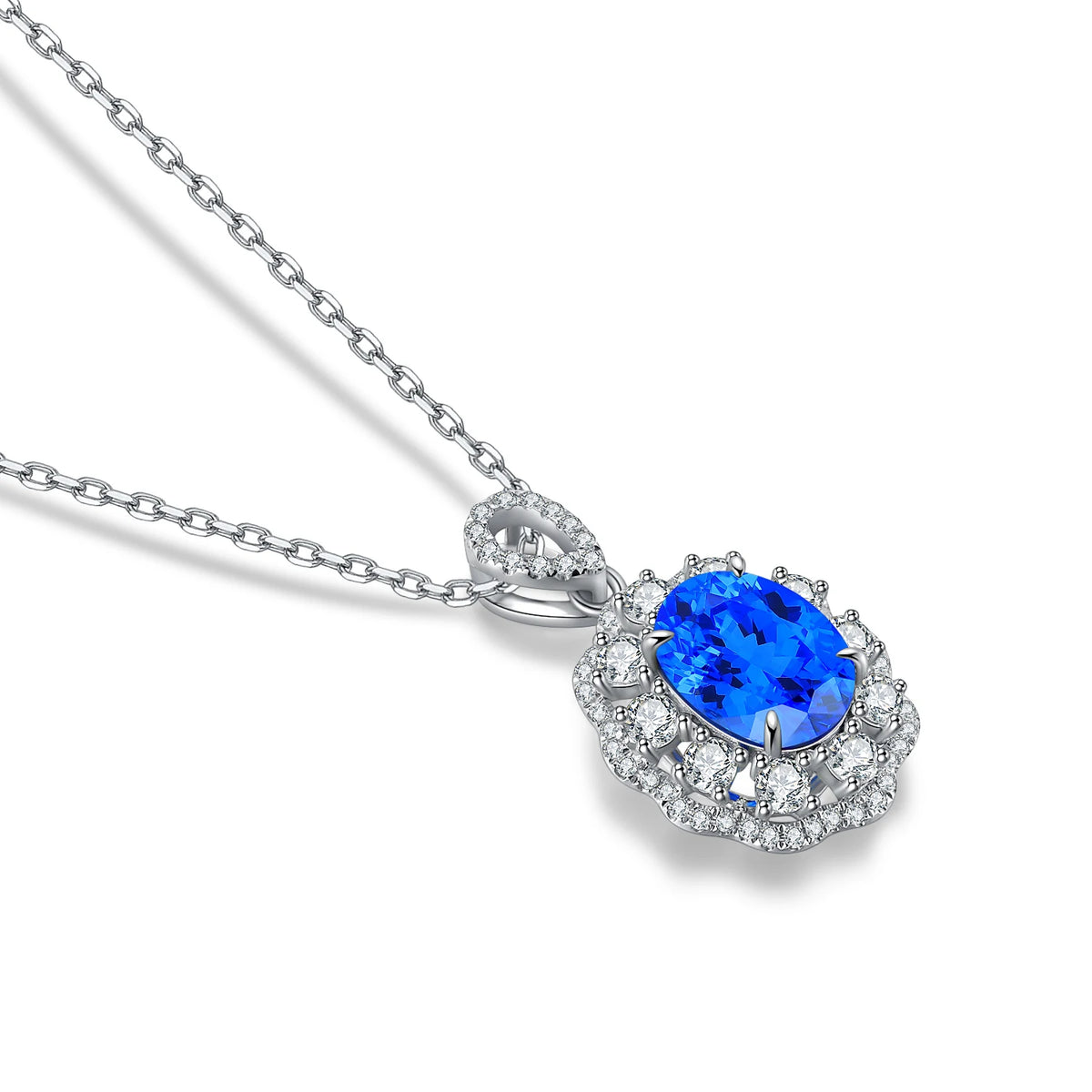 Gemfiori Anster 925 Sterling Silver High-quality Cultivated Cobalt Spinel Necklace - Suitable for Parties or As a Gift