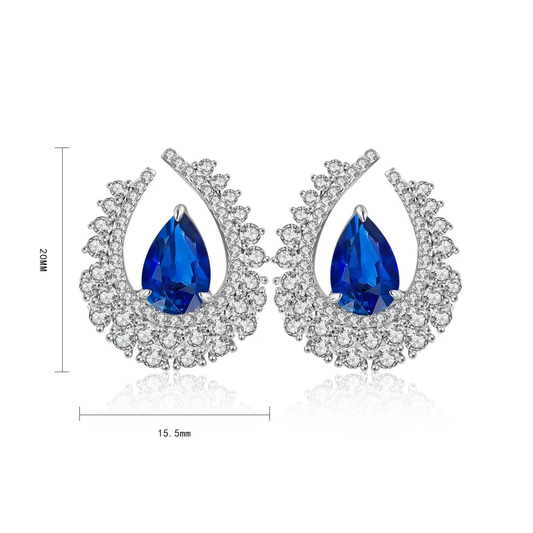 Gemfiori Anster High Quality S925 Lab Grown Sapphire Earring Stud Dainty Gemstone Stud Earrings for Women Daily Wear Gift