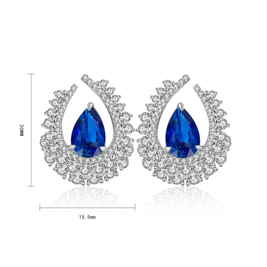 Gemfiori Anster High Quality S925 Lab Grown Sapphire Earring Stud Dainty Gemstone Stud Earrings for Women Daily Wear Gift