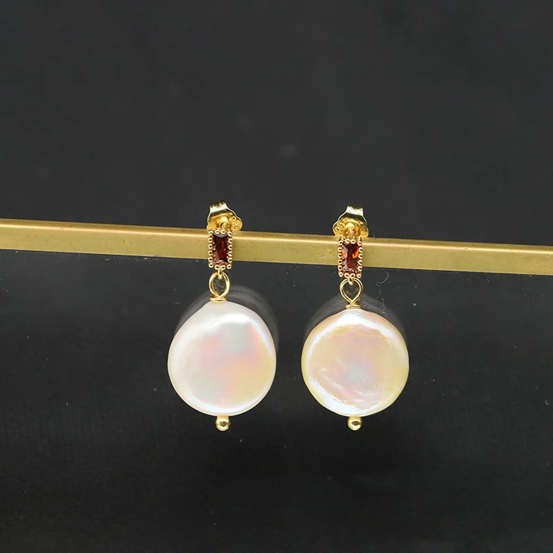 925 Silver High Sense Simple Pink Baroque Pearl Elegance Drop Earrings White Zircon for Women Fashion Wedding Jewelry
