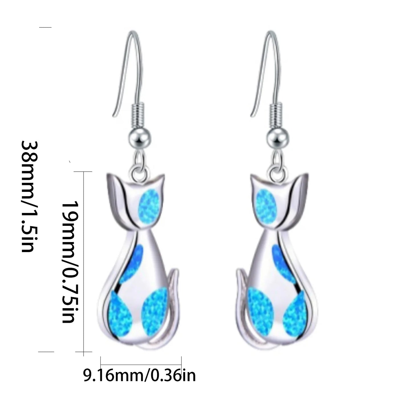 Aobao Brass Opal Kitten Stud Earrings Silver Plated Handmade Women's Jewelry for Anniversary Wholesale