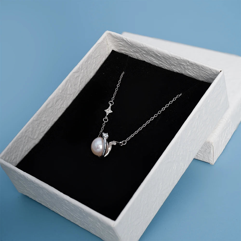 Akoya Pearl 7-8MM Unique Design Jewelry Necklace AAAAA Natural Seawater Round Pearl Necklace 925 Silver Jewelry Fashion Necklace
