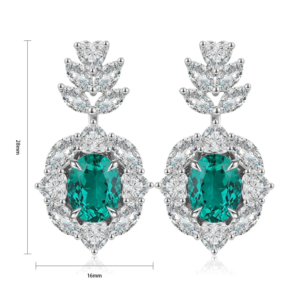 Gemfiori Anster High Quality S925 Lab Grown Emerald Earring Stud Dainty Gemstone Stud Earrings for Women Daily Wear Gift