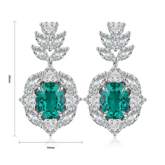 Gemfiori Anster High Quality S925 Lab Grown Emerald Earring Stud Dainty Gemstone Stud Earrings for Women Daily Wear Gift