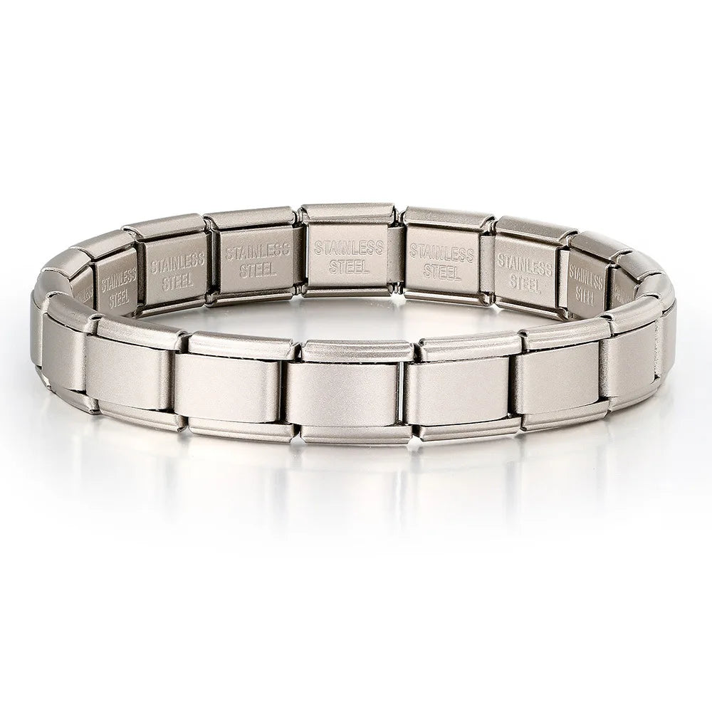 REBEL FASHIONISTA LAMOON Simple Colorful Width 9mm Elastic Link Chain Stainless Steel Bangle on Hand Jewelry DIY Making Italian Charm Bracelet