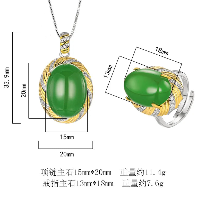 REDheart Fashion Trendy Flower Pattern 18K Gold Plated Two-Color Opening Ring Simulation Zircon Women's Luxury Set Pendant