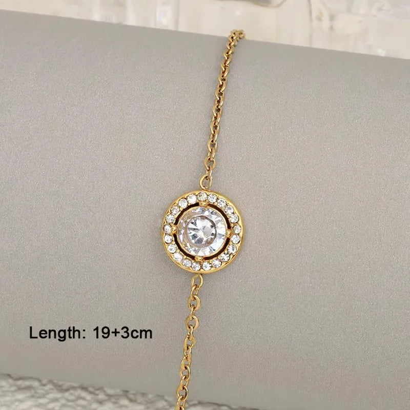 S&S Stainless Steel Round Zircon Necklace, Bracelet & Earring Set – Collection