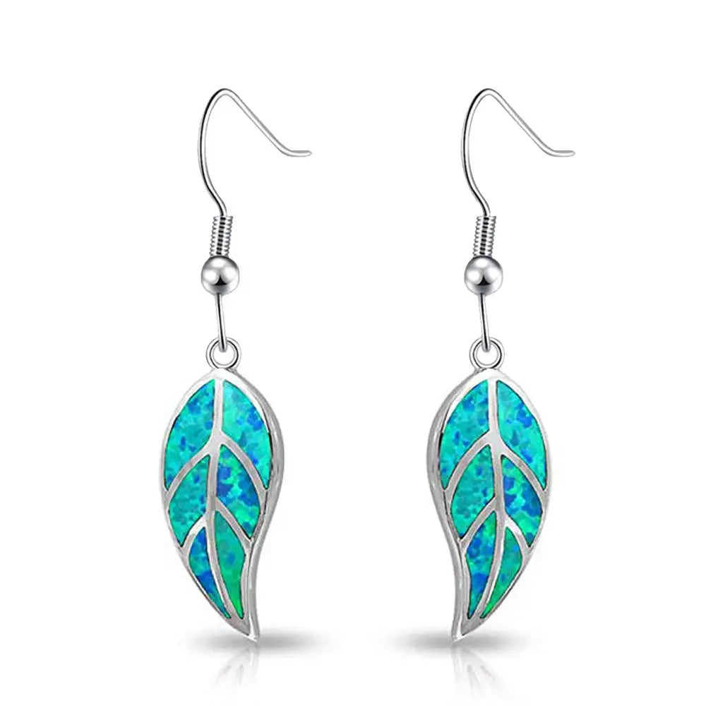 TikTok Viral Ocean Leaf Brass Opal Christian Plant Pendant Earrings Boho Beach Dainty Jewelry