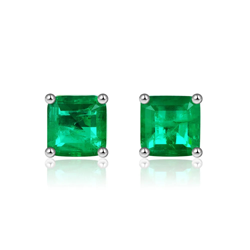 Silverelli | 925 Silver 2ct Pagoda Zircon Stud Earrings | 7×7mm Four Prong | 18K Gold Plated