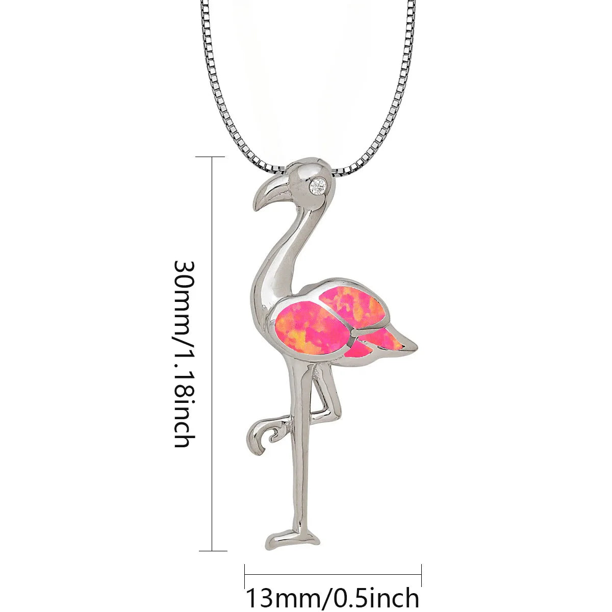 Shimmering Open Flamingo Necklace Opal Inlaid Pendant Fashion Jewelry
