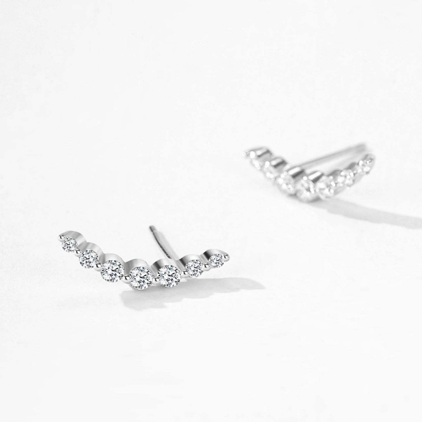 Ailmay 925 Sterling Silver Sweet Smile Curve Earrings Necklace Jewelry Set For Women, Jewelry Wedding Engagement Bridal Jewelry