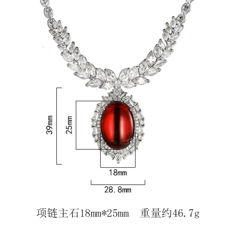 REDheart Fashion Luxury Trendy Brass Inlaid Zircon 18K Gold Plated Flower Shape Pendant Simulation Corundum Women's Premium Banquet
