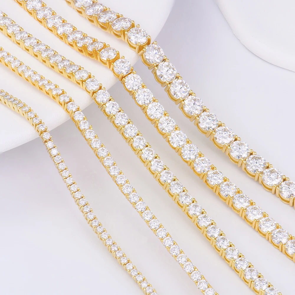 ArtistA Men Women Hip Hop Gra Certified Sterling 925 Silver Yellow Gold Plated Claw Setting Moissanite Tennis Chain Bracelet