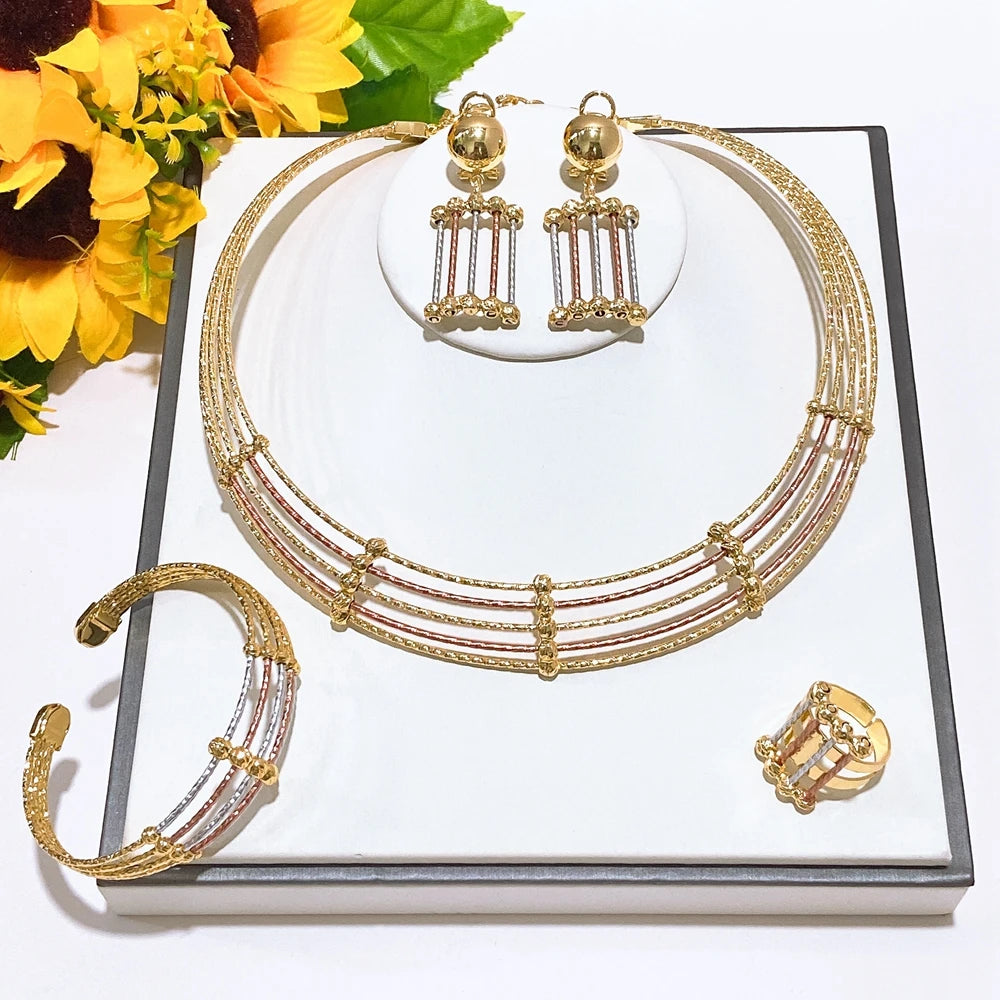 Italian Jewelry Set Alloy Brazilian Jewelry Sets Wedding Party Pendant Necklace Bracelet Ring Earrings Jewelry Set  HS2604925