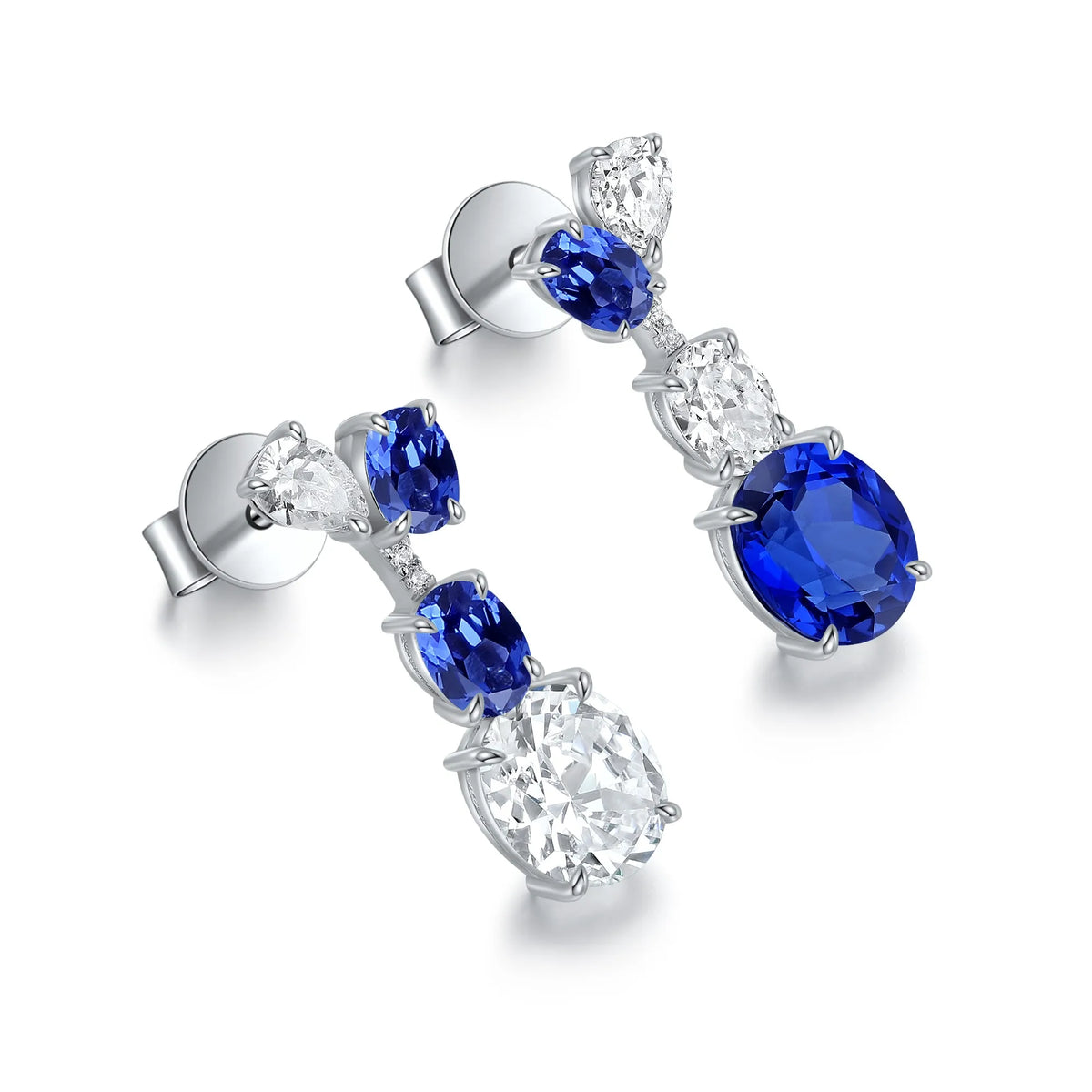 Gemfiori Anster High Quality S925 Lab Grown Sapphire Earring Stud Dainty Gemstone Stud Earrings for Women Daily Wear Gift