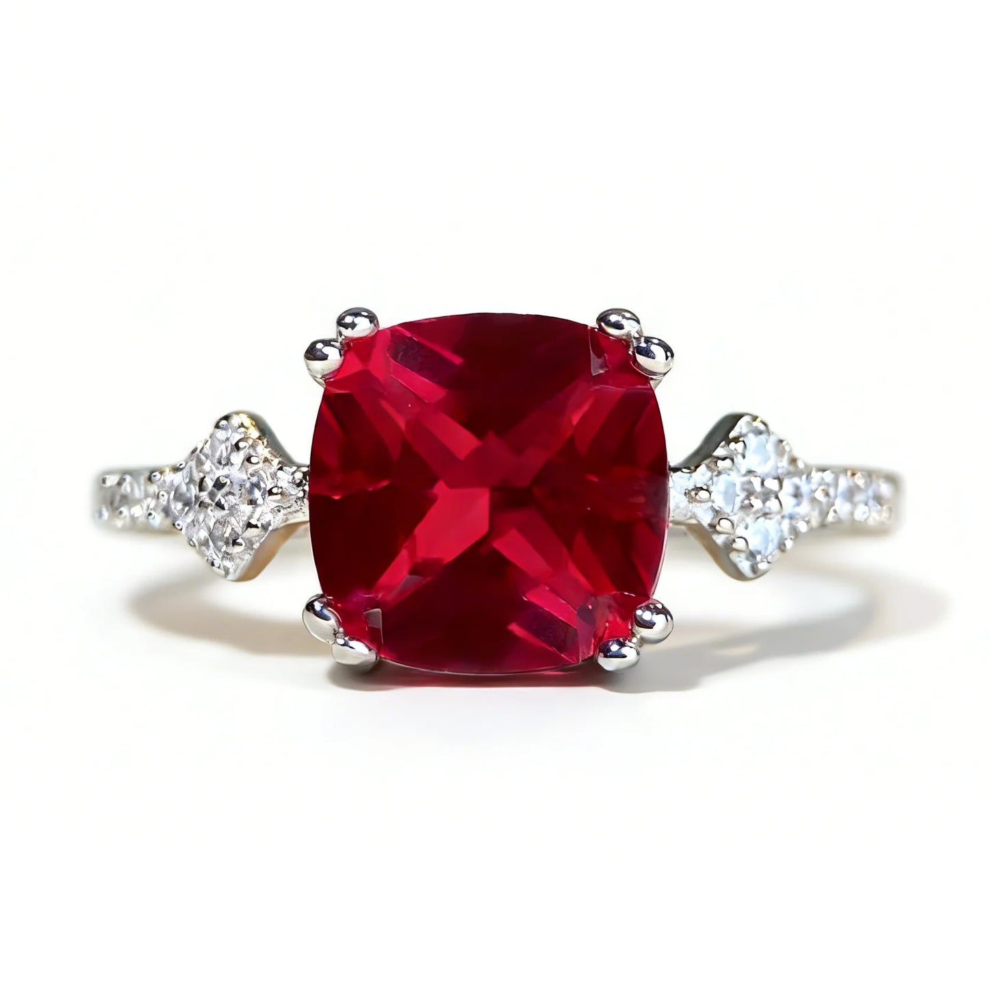Wholesale Custom 925 Sterling Silver Ruby Rings Women Anniversary Wedding Red 5A 8A Zirconia Rings Jewelry Supplier Manufacturer