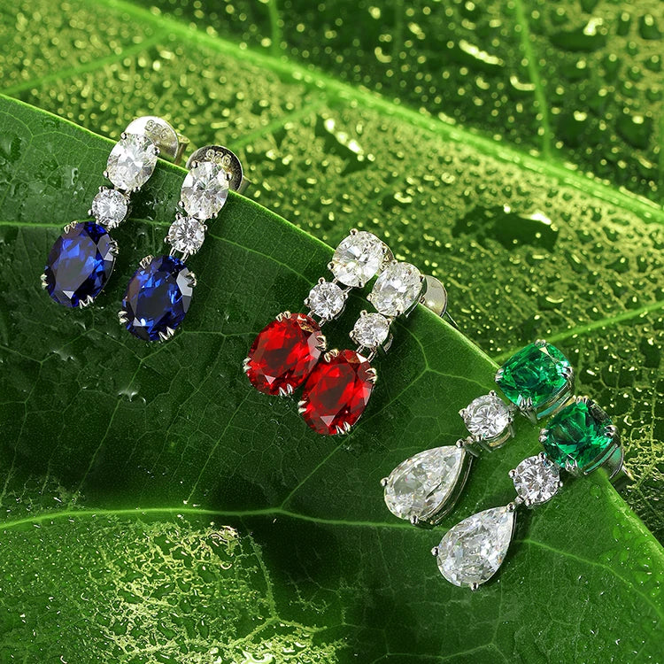 Gemfiori Hot Sale Vintage Wedding Drop Earrings Lab Emerald 925 Sterling Silver Pendant Her Christmas Gift Idea Fast Shipment Autumn