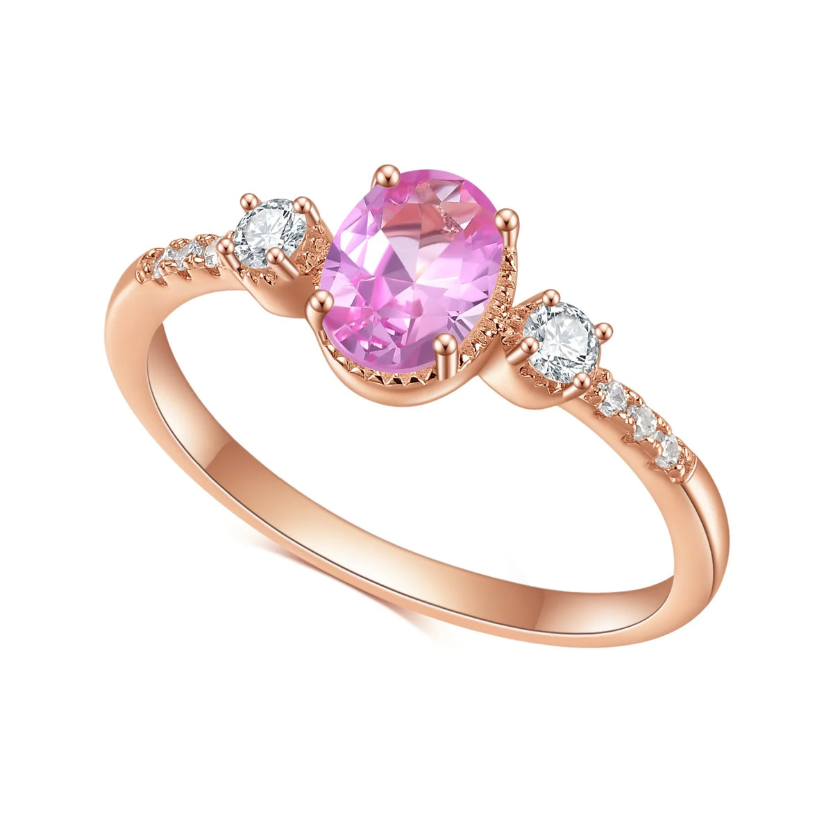 ArtistA Abiding Delicate Trendy Women Jewelry Sterling Silver 925 Rose Gold Plated Ring Lab Grown Pink Sapphire Gemstone Rings