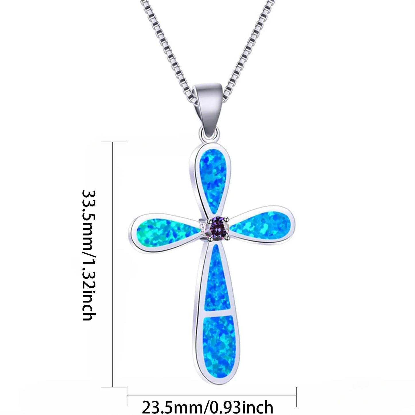 Aobao Cross Pendant Opal Necklace Jewelry Wholesale Inlaid with Opalv