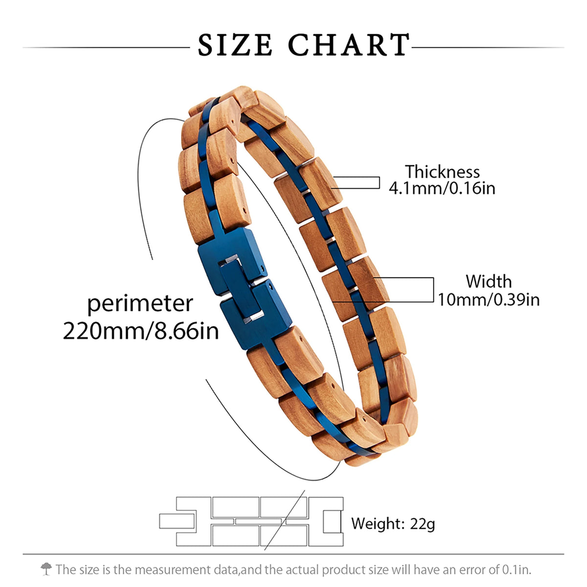 REBEL Classic Gift Jewelry Adjustable Wood Bracelet Black Blue Plated Stainless Steel Custom for Men and Women