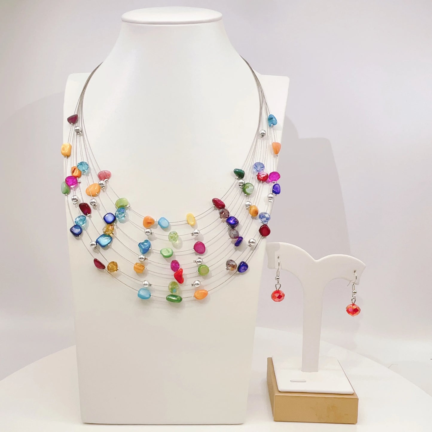 Zhuerrui Exquisite Women's  Necklace Costume Jewelry Set Multi Color Bead Earrings Jewelry Sets High Quality Gifts DSC01429