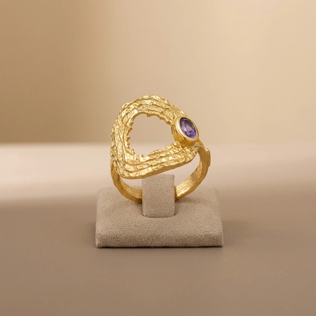 Handmade New Original Classic High Quality Jewelry Luxury Amethyst 18K Gold Ring