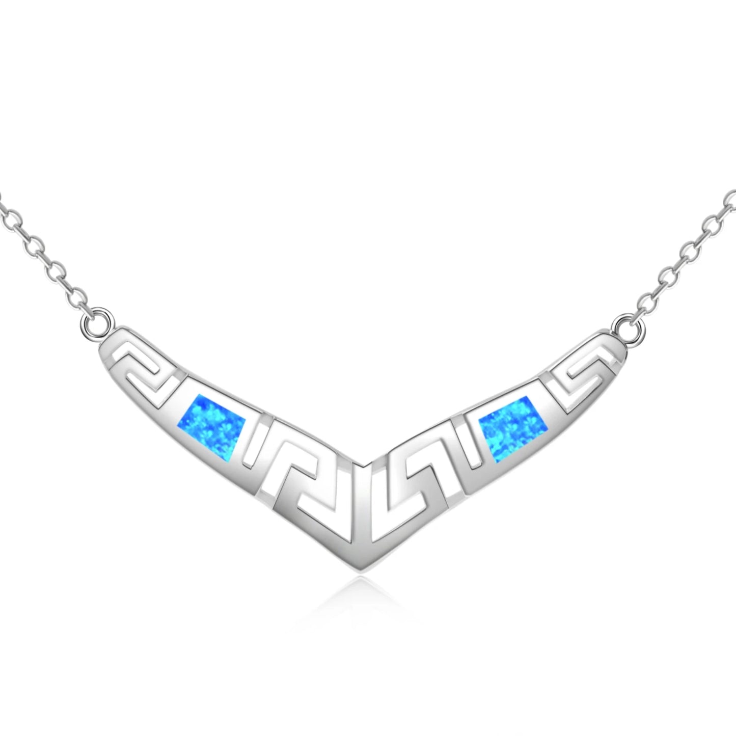 Classic Trendy Christian Gold Plated Natural Bezel Set Opal Triangle Link Chain Necklace for Unisex Anniversary