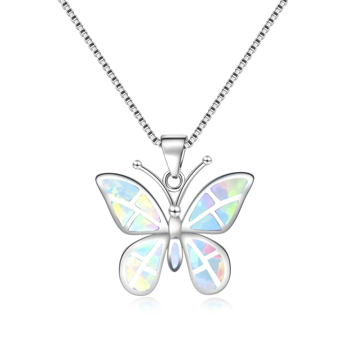 TikTok INS Wind Hawaii Beach Explosion Brass Opal Butterfly Pendant Necklace Cute Style Children's Wholesale Inlaid Charms