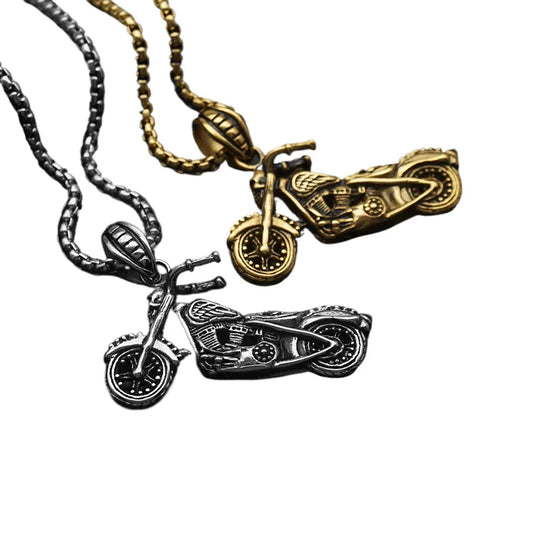 Hip Hop Punk Chariots Skull Motorcycle Trend Waterproof Stainless Steel Fashion Jewelry Pendant Necklaces for Men Wholesale