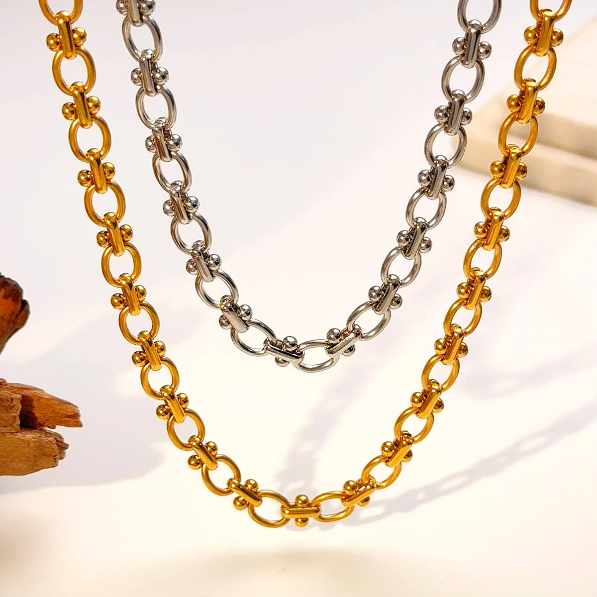 FASHIONISTA Non Tarnish Waterproof Choker Women Stainless Steel Chain Jewelry Making PVD Gold Plated Chunky Necklace DIY Handmade Link Chain