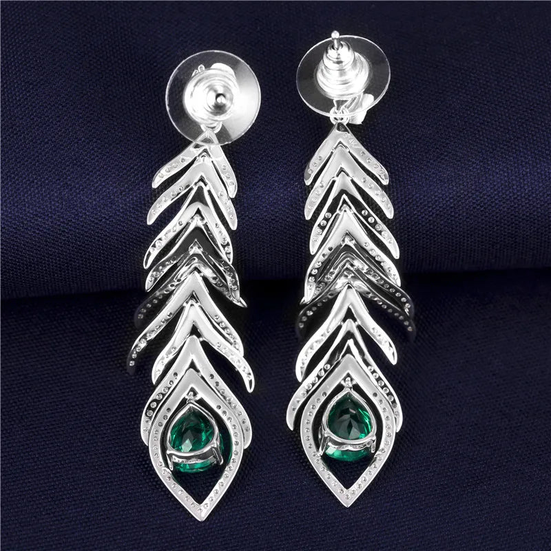 Gemfiori Messi Jewelry Earring Wedding Fashion Jewelry 18K High Quality Char White Gold Women Jewelry Gift Emerald Engagement Earrings