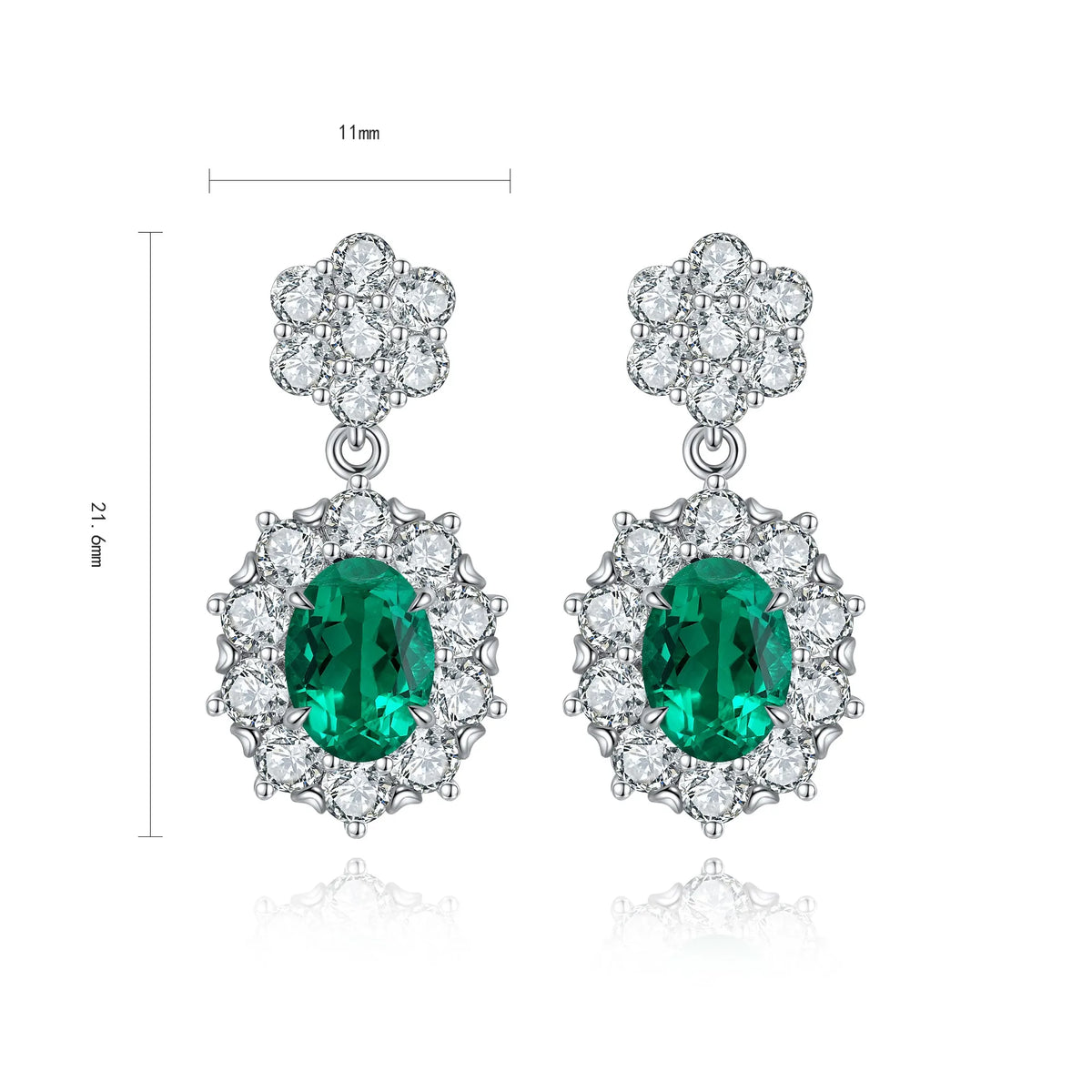 Gemfiori Anster High Quality S925 Lab Grown Emerald Earring Stud Dainty Gemstone Stud Earrings for Women Daily Wear Gift